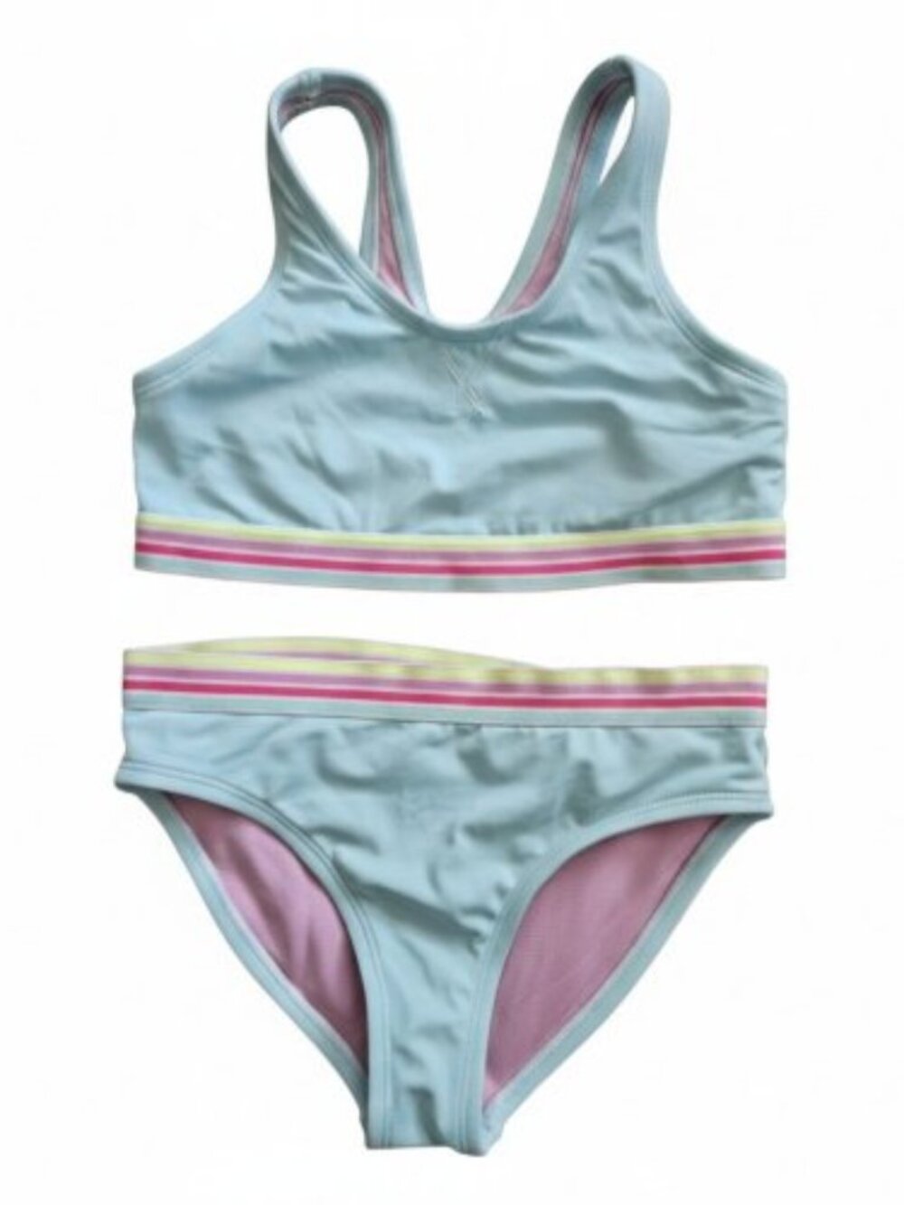 DSG Blue Racer Back Tank Style 2 Piece Bathing Suit Girls S Size 6-8
